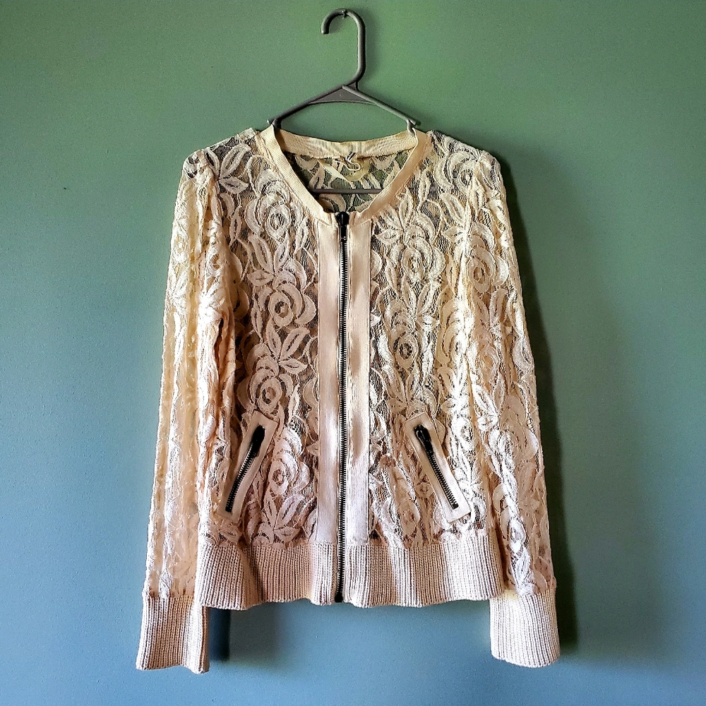 Free People Lace Zip Up Jacket